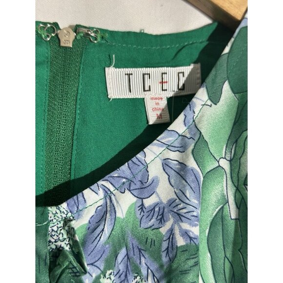 TCEC Shirred Front Floral Blue And green Maxi Dress Size Medium - Picture 6 of 12